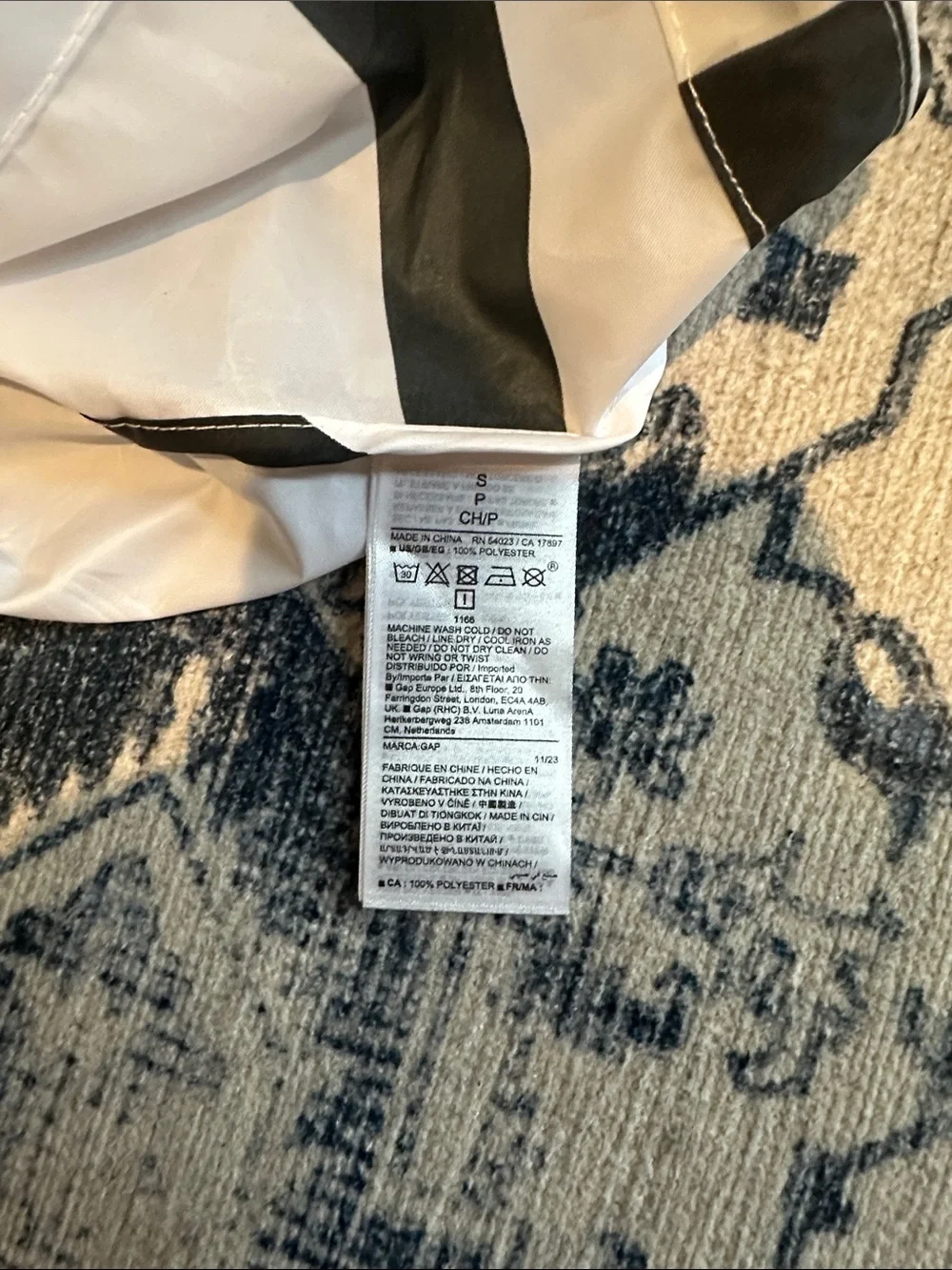 GAP Black & White Striped Hooded Dog Jacket